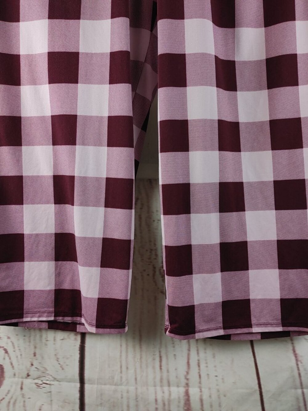 Joyspun Hello Beautiful Size 3X(22W-24W) Maroon/Plaid 2pc Lounge Set W/Pocket - Picture 11 of 16